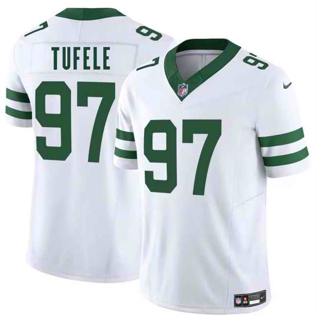 Men's New York Jets #97 Jay Tufele White 2025 F.U.S.E. Vapor Untouchable Limited Stitched Jersey